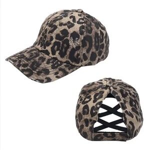 C.C Leopard Print Ponytail Cap